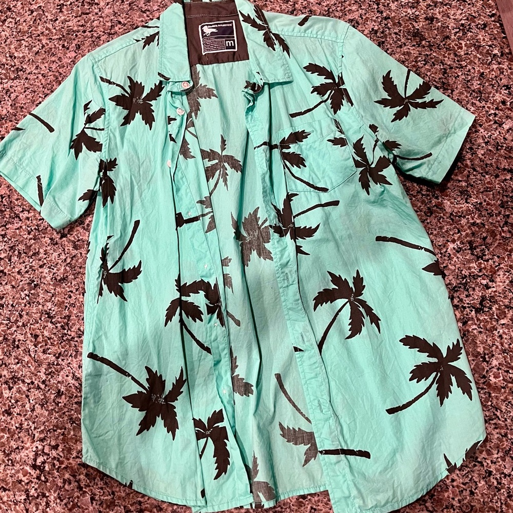 Modern Amusement Palm Tree Print Shirt - Mint Green